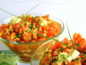 Verrines tomate et ses deux fromages