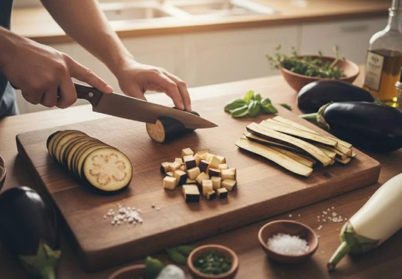 Techniques Professionnelles de Découpe d'Aubergine