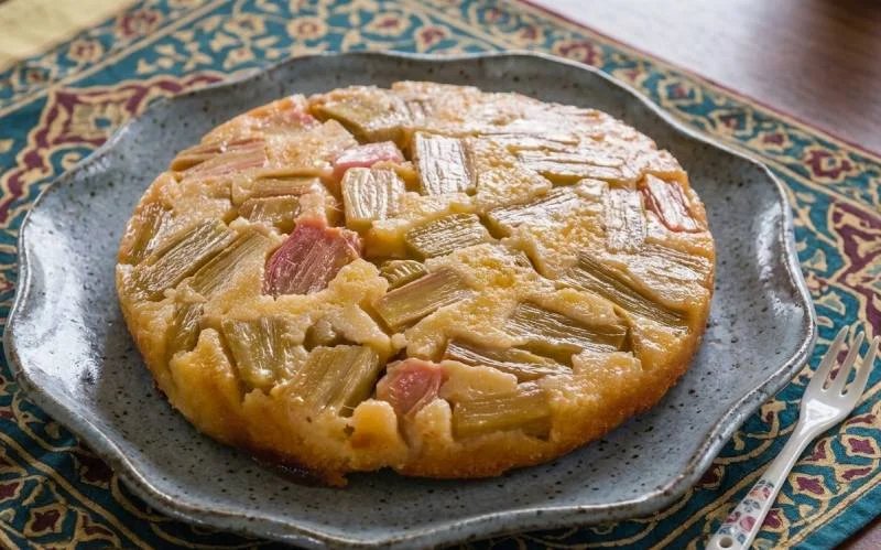 Gâteau à la Rhubarbe Renversé : La Recette Rustique et Caramélisée qui Épate à Tous les Coups