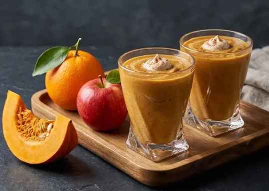 Smoothie d’automne au potiron, orange, pomme et miel