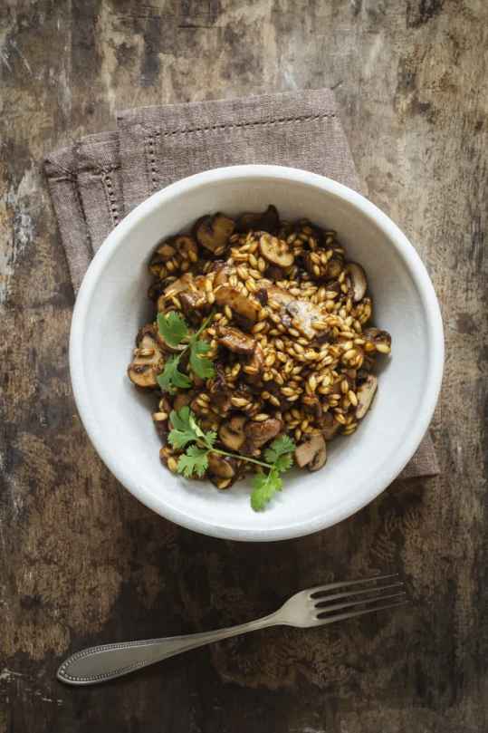 Risotto de petit-épeautre aux champignons (vegan)
