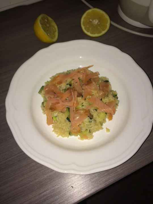 Risotto aux courgettes et saumon