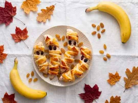Bananes momies en pâte feuilletée pour Halloween