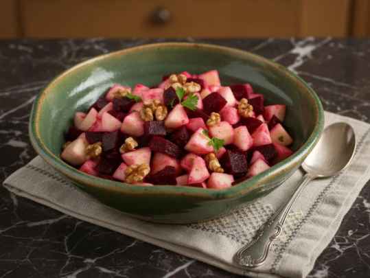 Salade de betteraves aux pommes et aux noix