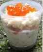Verrine au saumon, tzatziki, oeuf mimosa et oeuf de saumon