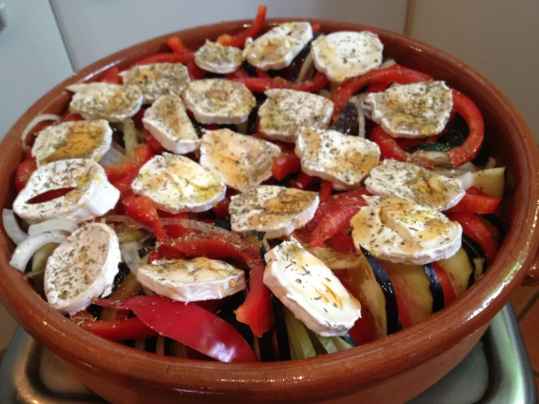 tian de légumes au chèvre et au miel