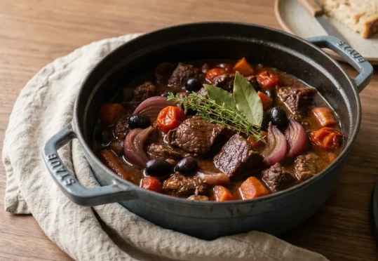 Daube de bœuf mijotée en cocotte