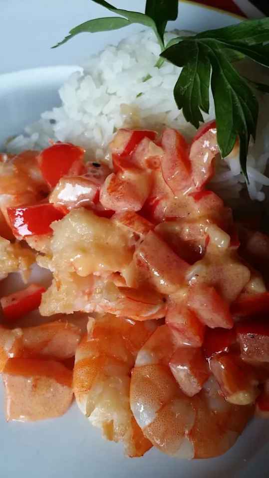 gambas aux poivrons
