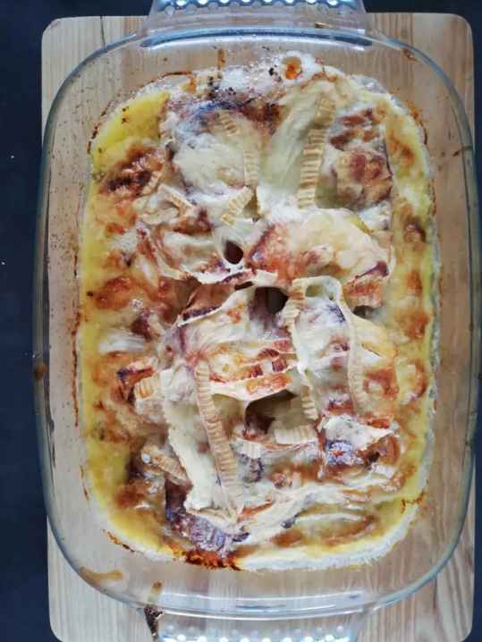 Tartiflette d'endives aux pommes et au lard