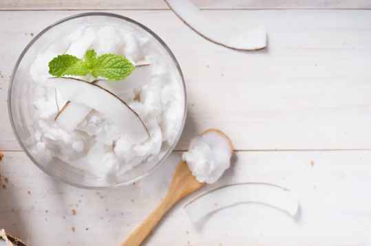 Crème de café et granité de coco au rhum