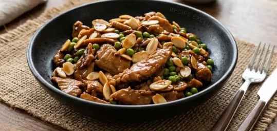 Canard aux amandes et petits pois à la sauce soja
