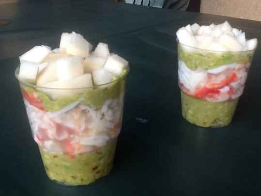 Verrines au crabe d'Alaska caliente