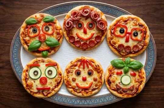 Mini-pizzas aux drôles de visages
