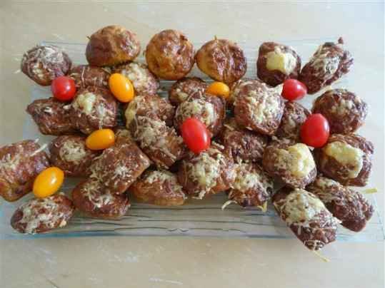 Bouchées apéritives légères poivron lardons petits pois