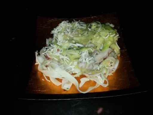 Emincés de poulet, tagliatelles et courgettes