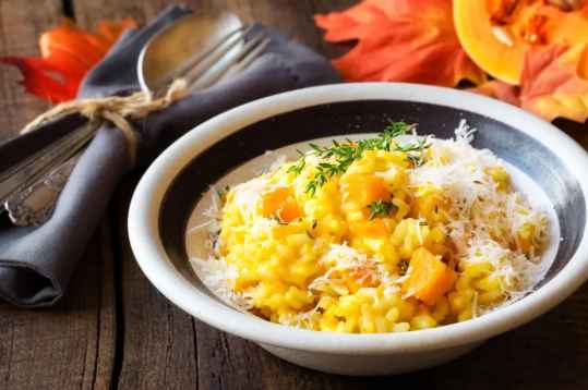 Risotto à la courge et aux lardons