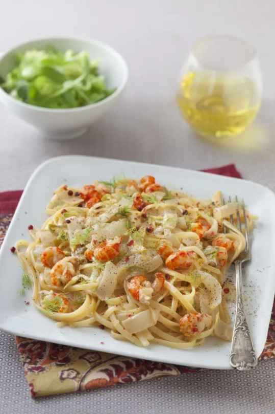 Linguines aux endives et chair d'écrevisses