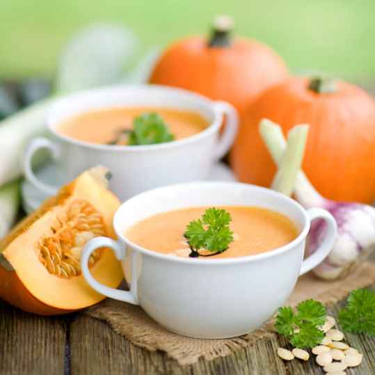 Soupe de citrouille aux chanterelles