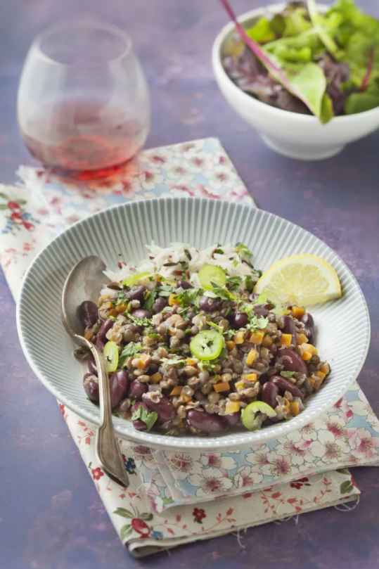 Lentilles et haricots rouges à l'indienne