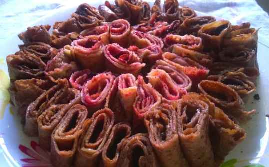 Rouleaux de crêpes bicolores