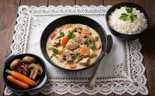 Blanquette de volaille traditionnelle aux champignons