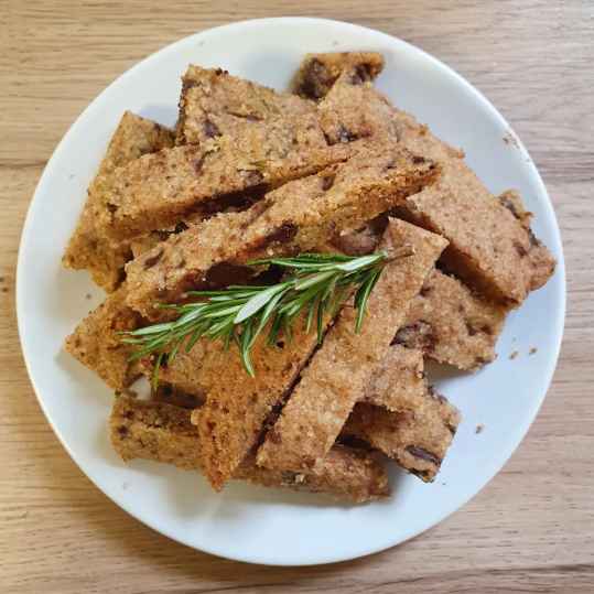 Shortbread huile d'olive, romarin & chocolat