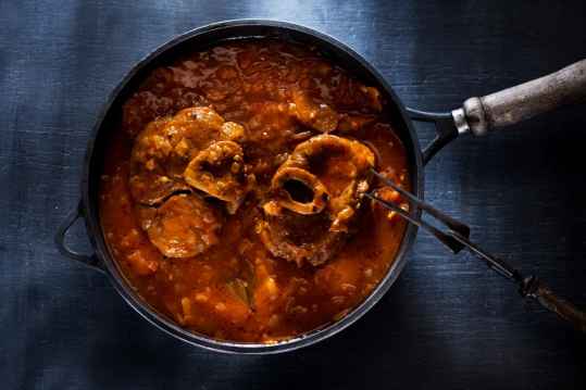 Osso-buco Milanaise, gremolata, spaghettis