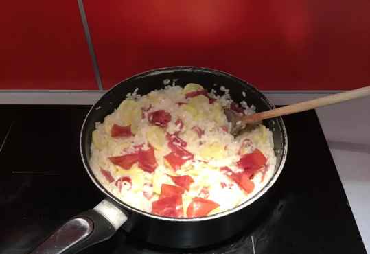 Risotto courgettes et viande des grisons