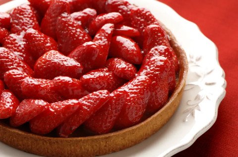Tarte aux fraises pâte chocolatée