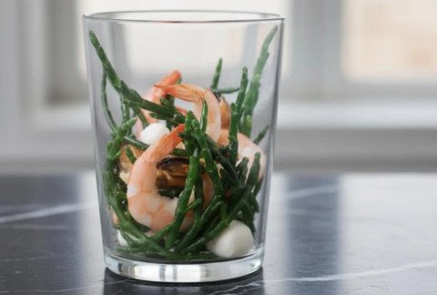Salade de salicorne aux crevettes roses