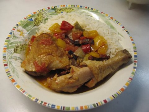 Poulet basquaise à l'armagnac