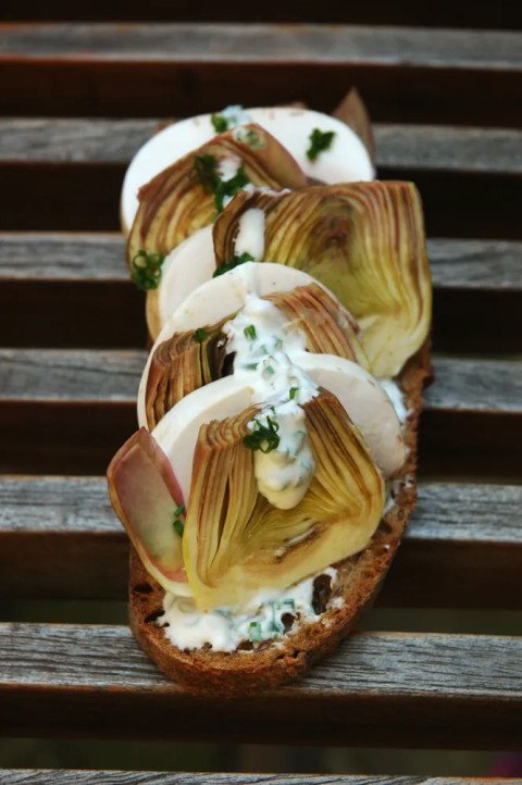 Tartines de champignons et poivrade