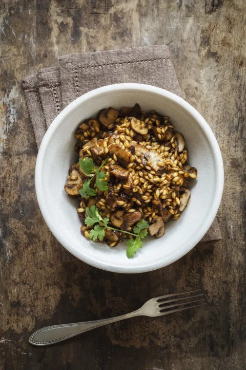Risotto de petit-épeautre aux champignons (vegan)