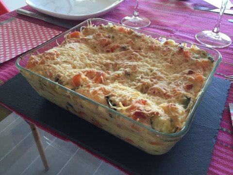 Lasagnes aux légumes et lardons