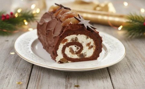 Bûche chocolat aux marrons glacés