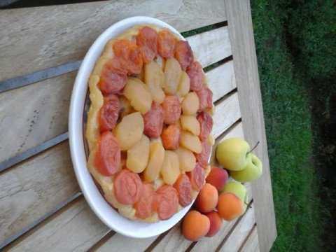 Tatin facile aux pommes et aux abricots
