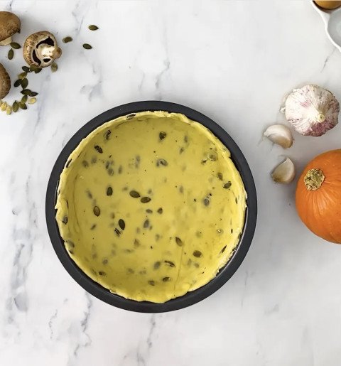 Pâte brisée à l'huile d'olive et aux graines de courge