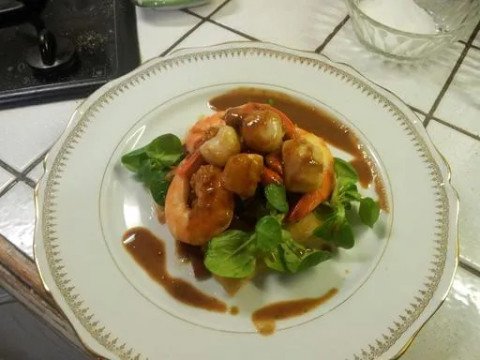 Saint-Jacques sur compoté d'oignons