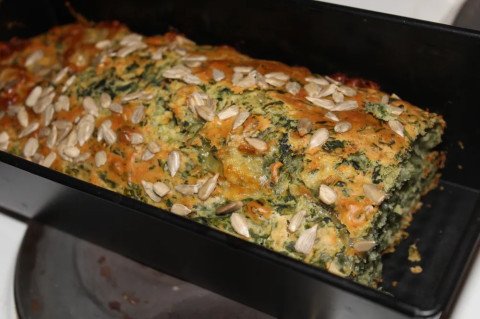 Cake épinards, menthe, mozza