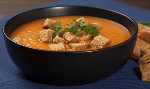 Soupe de lentilles corail rustique avec pain complet