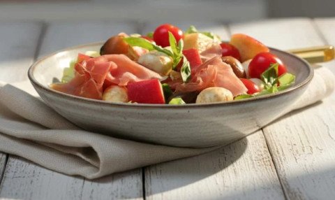 Salade de mozzarella, tomates et pommes fruits