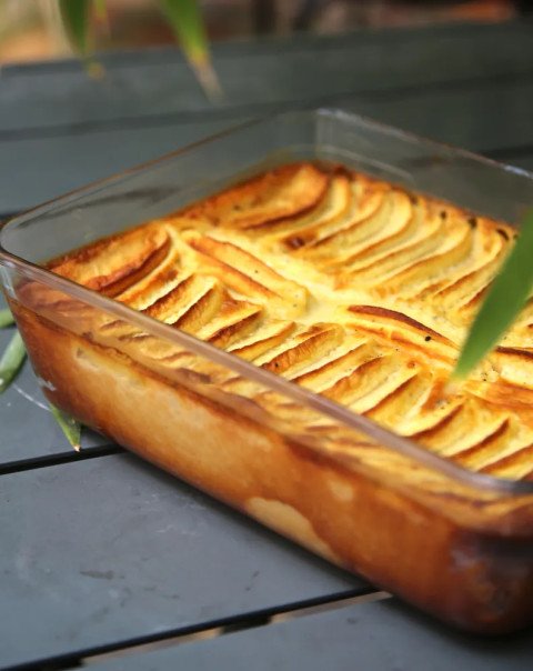 Flan chocolat blanc et pommes