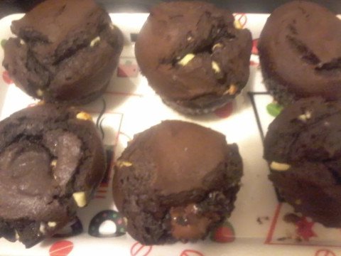 Muffins aux 2 chocolats, caramel et pâte à tartiner