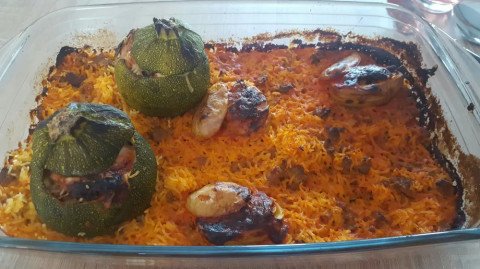 Courgettes rondes farcies à la viande parfum curry