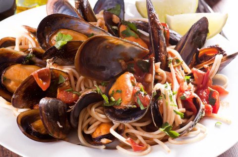 Moules aux poivrons au wok
