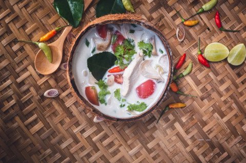 Soupe Tom Kha Kai thaïlandaise au Cooking Chef
