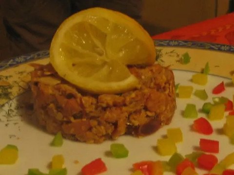 Tartare de duo de saumon aux amandes effilées