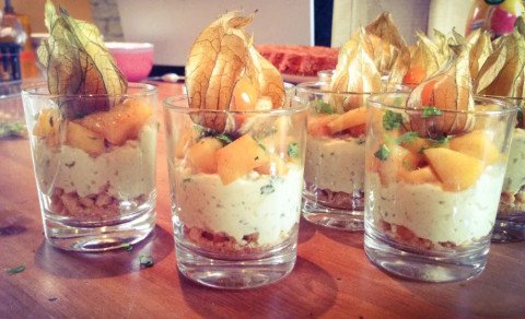 Verrines poulet-mangues