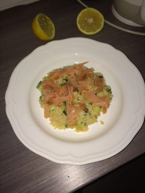 Risotto aux courgettes et saumon