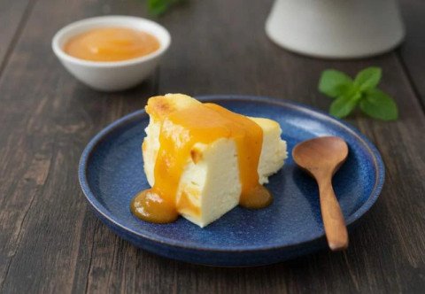 Flan mascarpone au citron et coulis de kaki